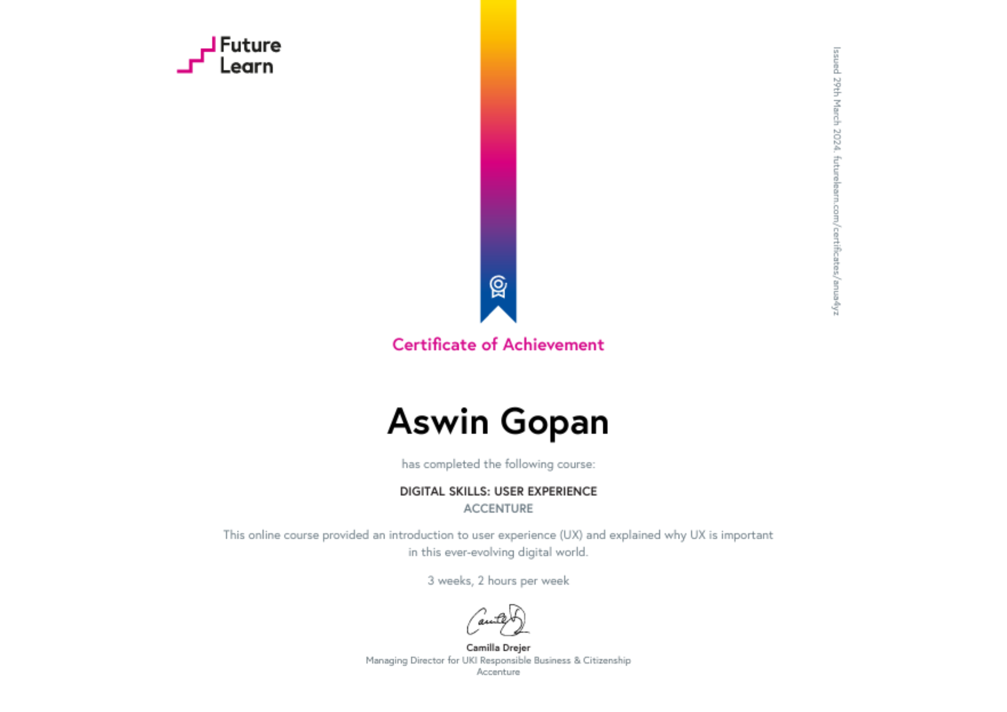 [10th] Milestone Certificate