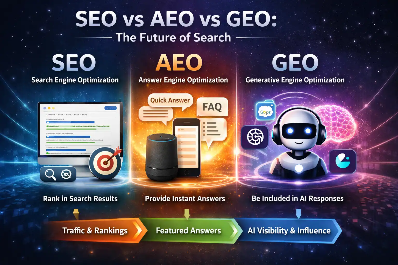 SEO vs AEO vs GEO image